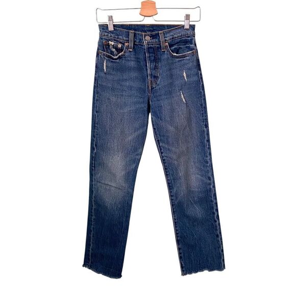 Levi's Premium Wedgie Fit Straight Classic Denim Button Fly Blue Jeans Size 25 - Picture 1 of 7